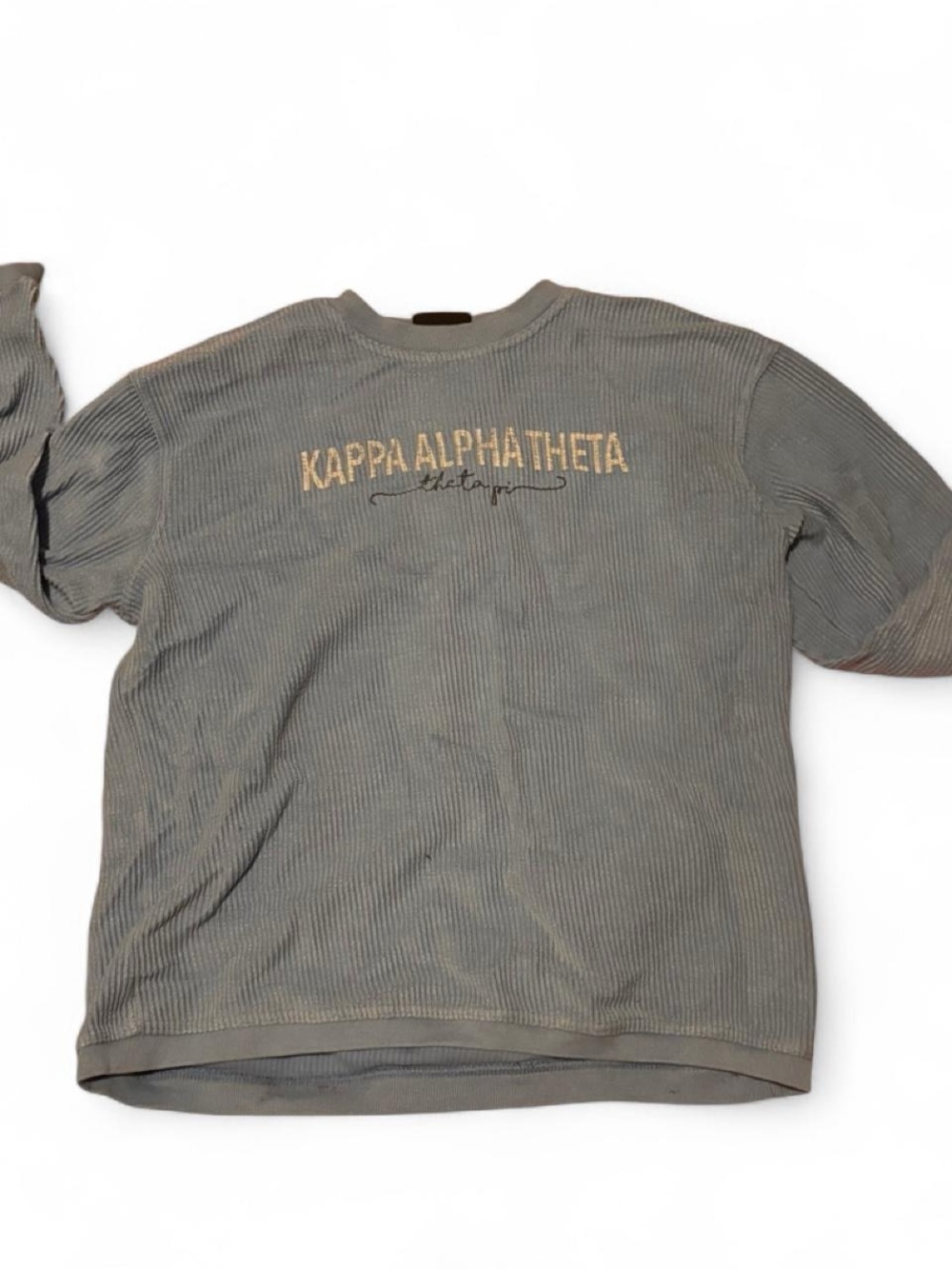 Kappa Alpha Theta Gray Ribbed Crewneck Sweatshirt